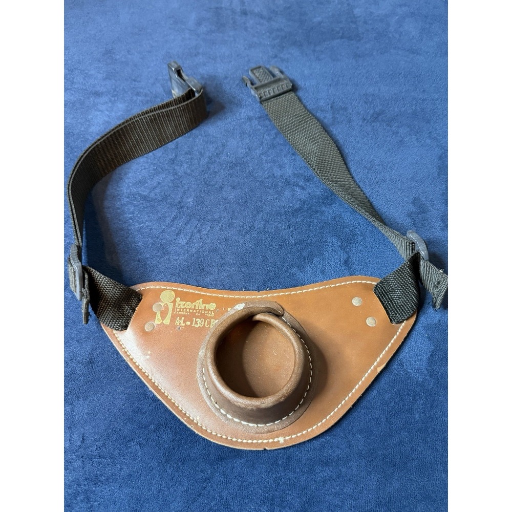 Vtg Izorline AL-139 CB Leather Fishing Fight Belt Rod Butt Holder Brown